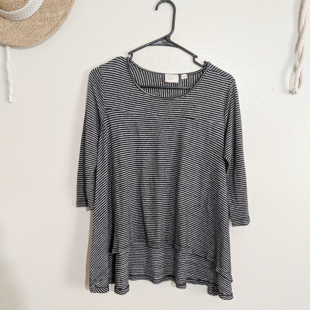Anthropologie postmark black and gray striped top